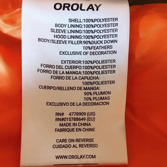 Orolay 90% duck down mid length zipper coat pocket hood blogger fav oversized xs - Picture 10 of 13